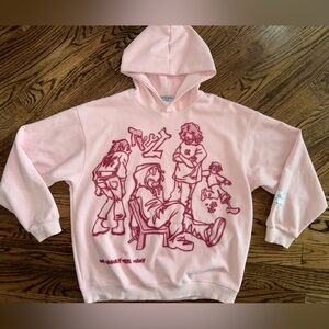 Aelfric Eden Graffiti Spray Paint Pink Purple Graphic Print Cartoon Hoodie L